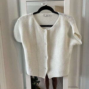 241 Fabiana Filippi Crochet Knit Cardigan Blouse Size Medium Color White